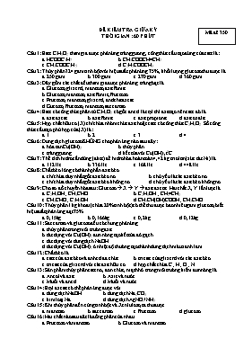 Đề kiểm tra giữa học kỳ I môn Hóa học Lớp 12 - Mã đề 351